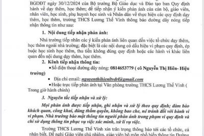 THÔNG BÁO VỀ VIỆC DẠY THÊM HỌC THÊM.